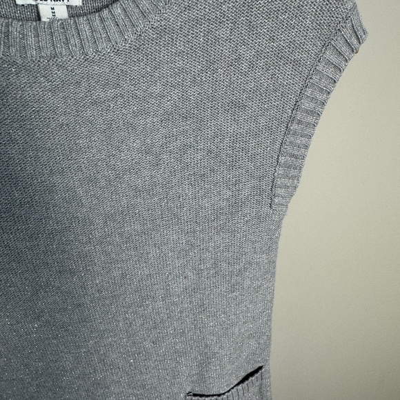 Old Navy Women's Gray Glitter Sleeveless Knit Long Tunic Sweater Medium Pockets - Picture 4 of 12